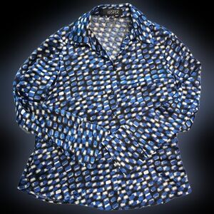 Kasper Blue Patterned Long Skeeves Shirt